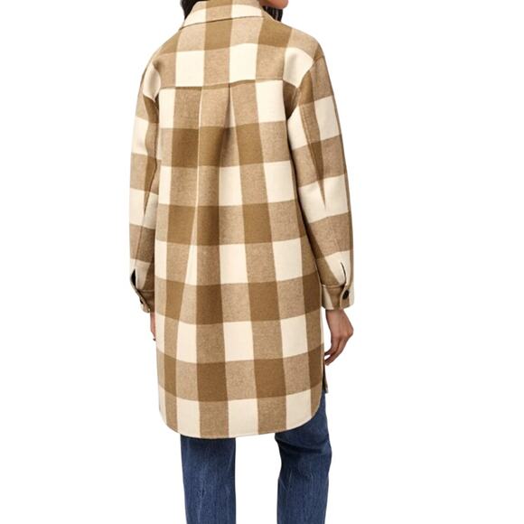 Rails Jaro Coat Oversized Wool Blend Ivory Camel Buffalo Check - Picture 3 of 11
